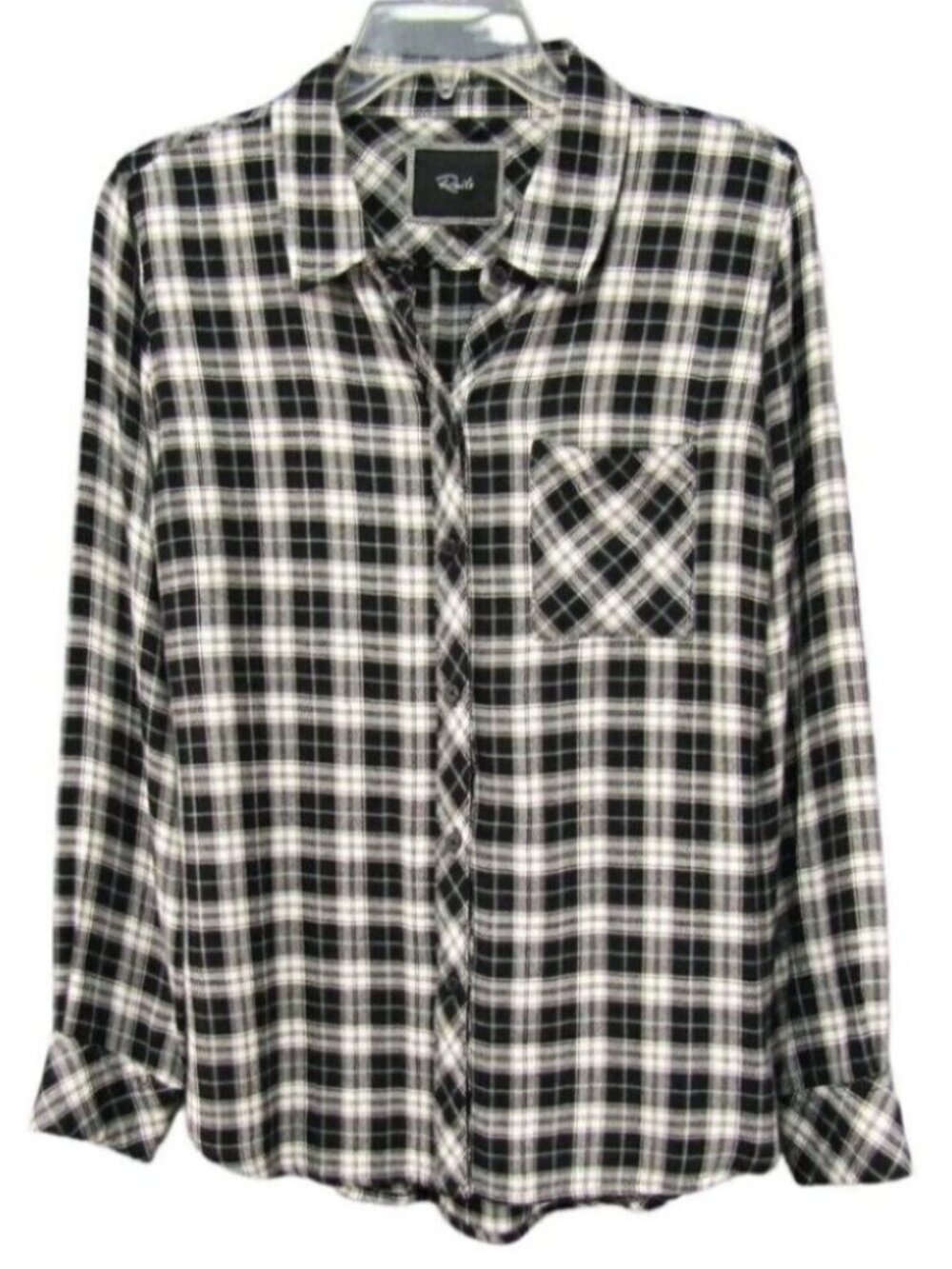 Rails Black White Plaid Button Front Shirt Womens Size S Long Sleeve Imperfect